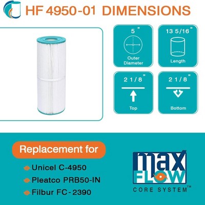  Hurricane Replacement Spa Filter Cartridge For Pleatco PRB50-IN, Unicel C-4950, Filbur FC-2390, And Jacuzzi J210/J220/J235/J245/J275, White (6 Pack)