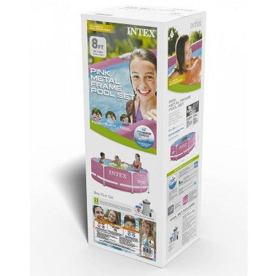  Intex PINK Metal Frame 8FT X 30IN Above Ground Pool Set With Pump