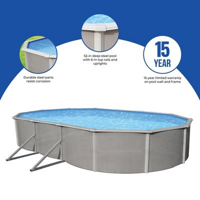  Blue Wave Oval 144"x288" Belize Steel Wall Pool Package