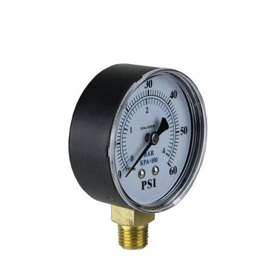  Pool Central Side Mount Plastic Cover Pressure Gauge 0-60 PSI 3.25" - Black/White