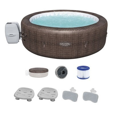  Bestway Coleman St Moritz AirJet Inflatable Hot Tub With EnergySense Cover, 2-Pack SaluSpa Spa Seat And 2 Sets Of SaluSpa Padded Headrest Pillows