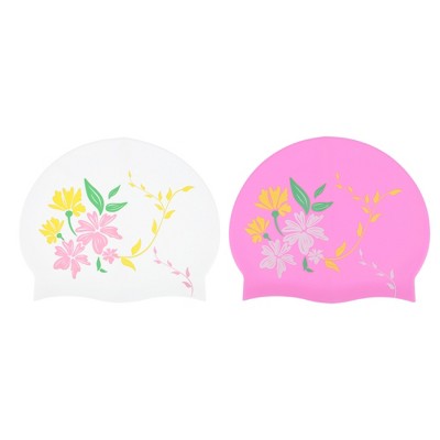  Unique Bargains Durable Silicone Waterproof Swim Cap 2 Pcs