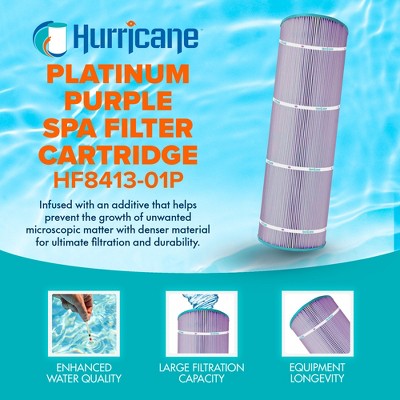  Hurricane 3 Pack HF8413-01P Platinum Purple Pool Filter Cartridge Replacement For PWWPC125B, Unicel C-8413, Filbur FC-2575, Waterway Proclear 125