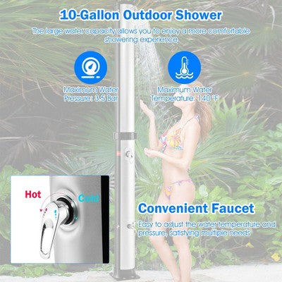  Tangkula 7.2 Ft 10 Gallon 2-Section Outdoor Solar-Heated Shower W/ Free-Rotating Shower Head
