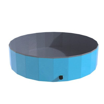 Portable Dog Pool For Large Dogs - Foldable Plastic Bathing Tub With Drain And Carrying Bag For Pets And Backyard Play With Kids By PETMAKER (Blue)