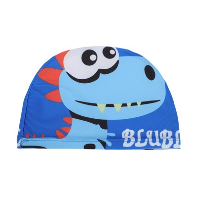  Unique Bargains Kid's Polyester Dinosaur Pattern Swim Cap Blue 1 Pc