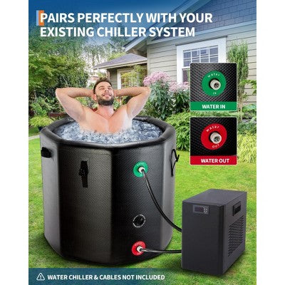 186-Gallon Ice Bath Tub For Athletes, Inflatable Cold Tub-Portable Cold Plunge With Insulated Lid, Fits Water Chillers,Black