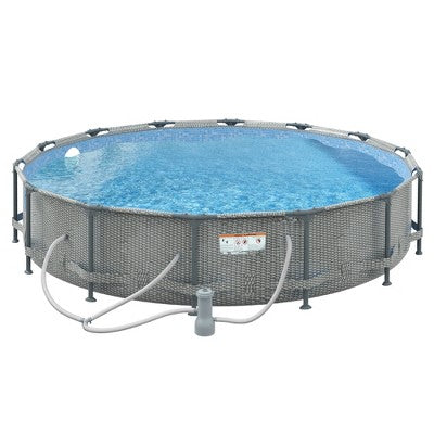  Outsunny 168.1" X 33.1" Round Above Ground Swimming Pool With Cartridge Filter Pump And Repair Patch, Steel Frame Pool