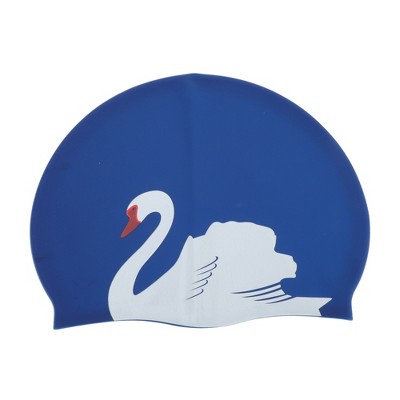  Unique Bargains Silicone Swans Print Swim Cap 1 Pc