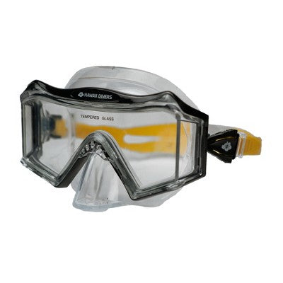  Hawaii Divers Tri View Adult Snorkel Mask - Black/Yellow