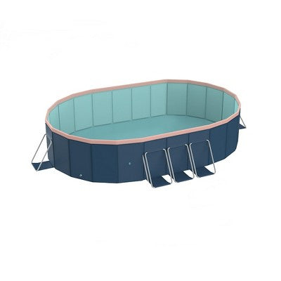  NAYSAYE Above Ground Pool PVC Folding Pool Strong Build Easy Setup For Outdoor Patio Garden Use, Blue And Gray, 118.11"*86.61"*19.69"