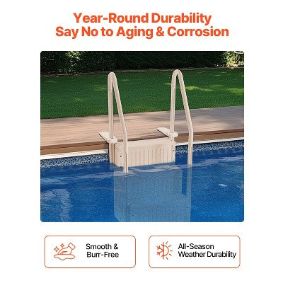  VEVOR Swimming Pool Ladder, 4-Step Double Handrails Stairs With Non-slip Heavy Duty Steps, Max Load Capacity 400 Lbs, For 48-54 In Inground, Taupe