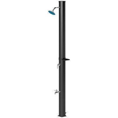  Outsunny 7.1FT Slolar Heated Outdoor Shower, 9.2 Gallon Outdoor Solar Shower With Side Tray For Backyard, Poolside, Beach, Spa