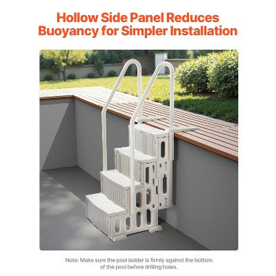  VEVOR Swimming Pool Ladder, 4-Step Double Handrails Stairs With Non-slip Heavy Duty Steps, Max Load Capacity 400 Lbs, Milk White