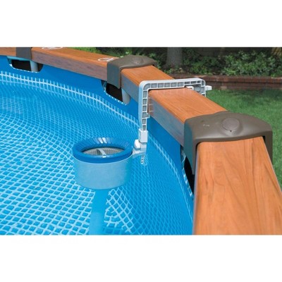  Intex Deluxe Wall Mounted Pool Surface Automatic Skimmer With Removable Strainer Basket For 800+ GPH Pumps, Above-Ground Pool Accessory, 2 Pack
