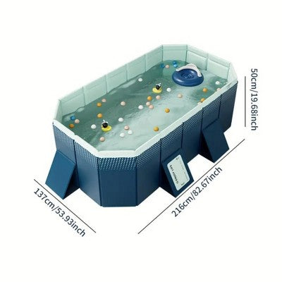  NAYSAYE Above Ground Pool PVC Folding Pool Space Saving Quick Setup For Patio Garden Backyard Use, Blue, 82.68"*53.94"*19.69"