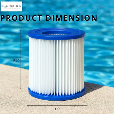  Nispira Pool Filter Replacement For Bestway Flowclear Type I Cartridge Pool Filter(110-120V) 58093E-CASE 330 Gal. | Pack Of 2