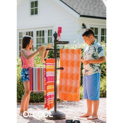  O2COOL Pool & Spa Valet, Adjustable Outdoor Pool & Patio Towel Holder