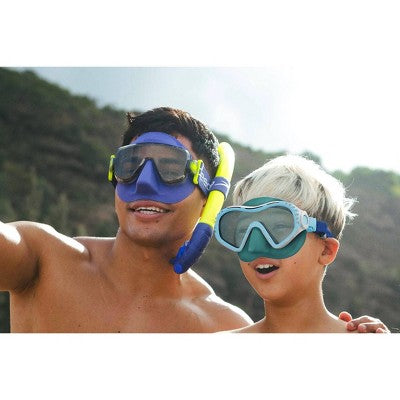  Speedo Adult Travel Mask And Snorkel Set - Navy/Yellow: Polycarbonate & Silicone