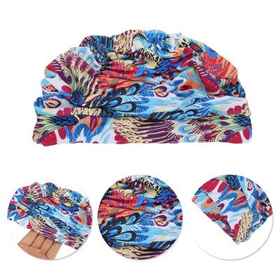  Unique Bargains Nylon Peacock Pattern Swimming Cap Assorted Color 1 Pc