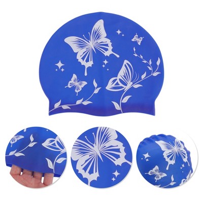  Unique Bargains Durable Silicone Waterproof Swim Cap 2 Pcs