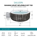  Bestway SaluSpa Bahamas 2-4 Person Inflatable Hot Tub, Round Energy-Efficient Portable Spa With 120 AirJets, 71" X 26"